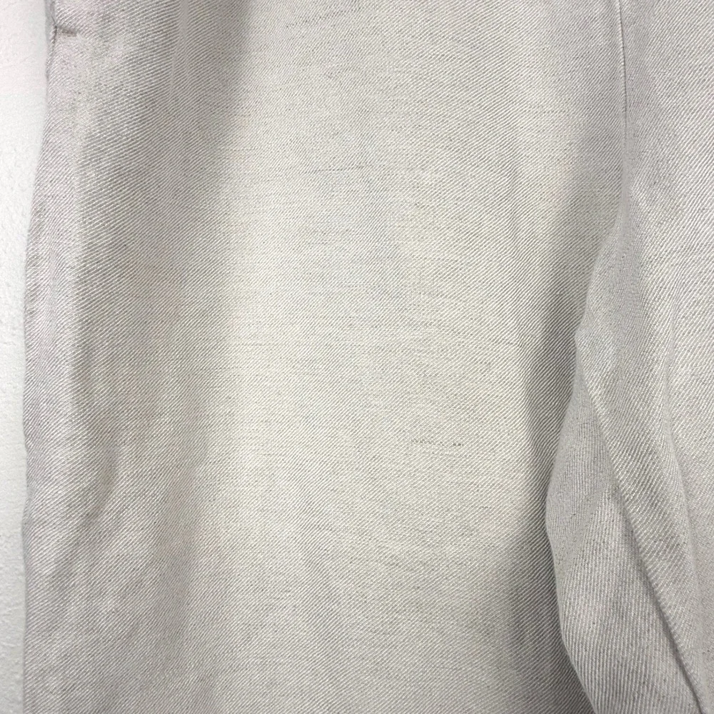 J. Jill Linen Blend Wide Leg Crop Pants Oatmeal Brown Embroidered‎ Hem Large P
